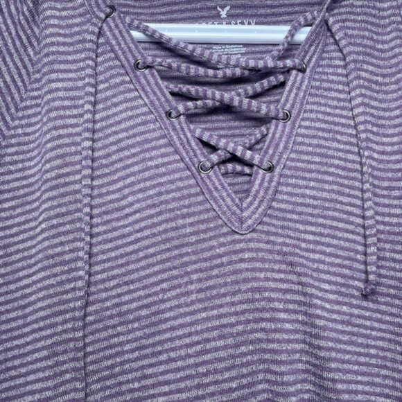 American Eagle XL Shirt Hoodie Soft   Sexy Top Purple AE Casual Long Sleeve Tops - Picture 7 of 7